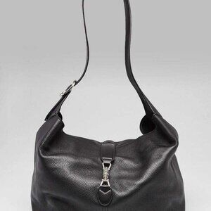 Gucci Black Pebbled Leather Medium 1961 Crossbody Tote Bag
